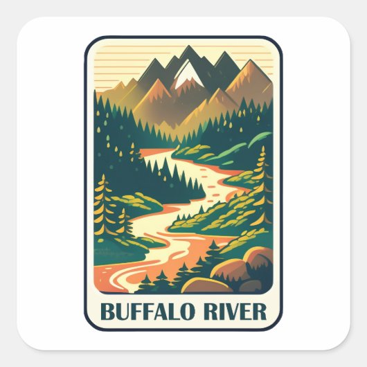 Buffalo River Arkansas Kleuren Vierkante Sticker (Voorkant)