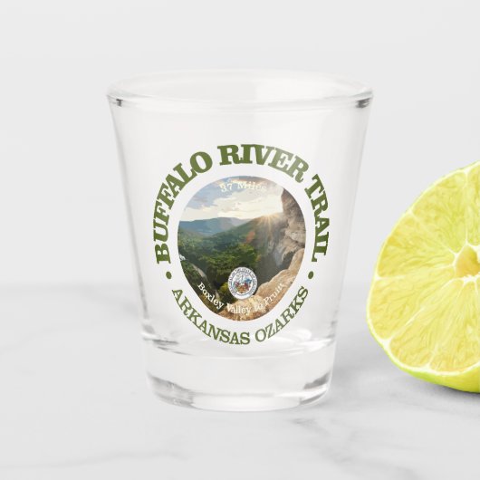 Buffalo River Trail (rood) Shot Glas (Voorkant)