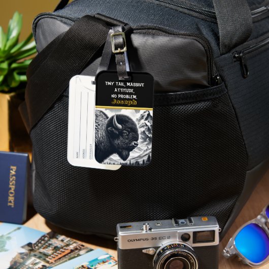 Buffalo Roaming beroemd gemaakt door Snowy Mountai Bagagelabel (Voorkant & Achterkant)