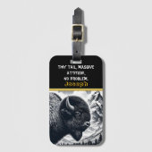 Buffalo Roaming beroemd gemaakt door Snowy Mountai Bagagelabel (Voorkant (verticaal))