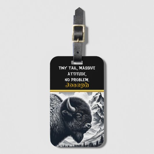 Buffalo Roaming beroemd gemaakt door Snowy Mountai Bagagelabel (Voorkant (verticaal))