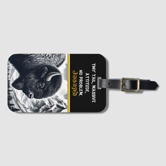 Buffalo Roaming beroemd gemaakt door Snowy Mountai Bagagelabel (Voorkant (horizontaal))