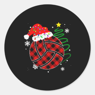 Buffalo Rode Geruite Volleybal Kerst Srt Kerstmis Ronde Sticker