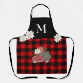 Buffalo Rode Zwarte Geruite Kerst Monogram Vrachtw Schort (Voorkant)