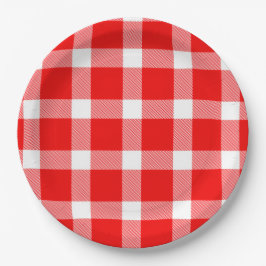 Buffalo Rood Wit Geruit Vakantie Picknick Klassiek Papieren Bordje