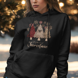 Buffalo ruit Luipaardprint Boom Glam Kerstmis Hoodie