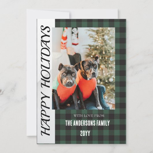 Buffalo ruit Plat Kerstkaart (Voorkant)