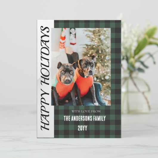 Buffalo ruit Plat Kerstkaart (Staand voorkant)