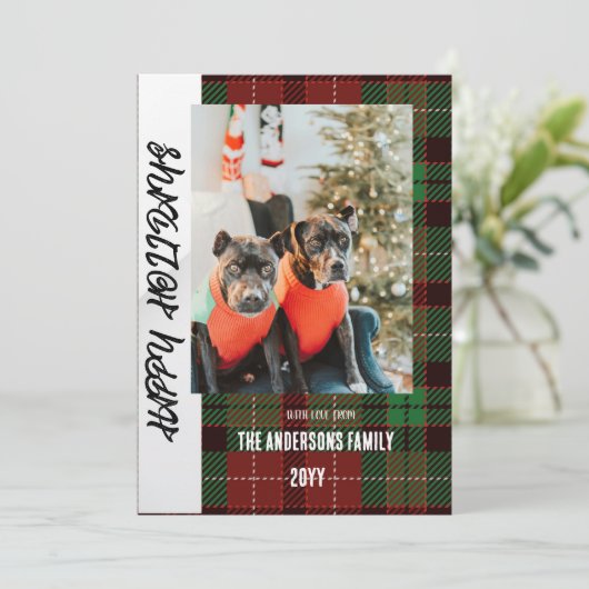 Buffalo ruit platte kerstkaart (Staand voorkant)