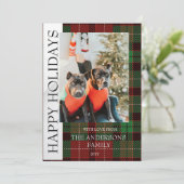 Buffalo ruit platte kerstkaart (Staand voorkant)