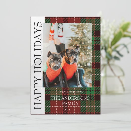 Buffalo ruit platte kerstkaart (Staand voorkant)