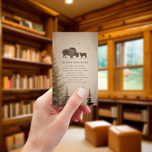 Buffalo Rustic Baby shower Cactus Book Request Informatiekaartje
