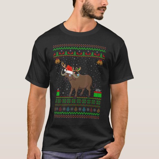 Buffalo Santa Hat Matching Ugly Buffalo Kerstmis T-shirt (Voorkant)