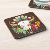 Buffalo Schedel Native American Embleem Bier Onderzetter (Linkerzijde)