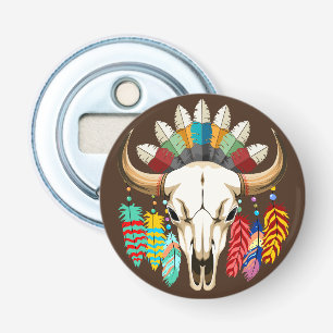 Buffalo Schedel Native American Embleem Button Flesopener