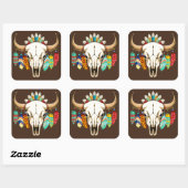Buffalo Schedel Native American Embleem Vierkante Sticker (Vel)