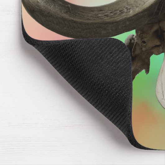 Buffalo-schedel op een waterverf achtergrond muismat (Hoek)