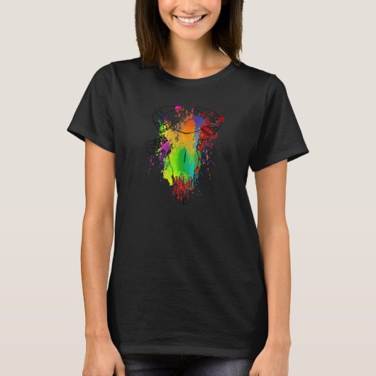 Buffalo schedel Waterverf Amerikaanse bizon T-shirt (Voorkant)