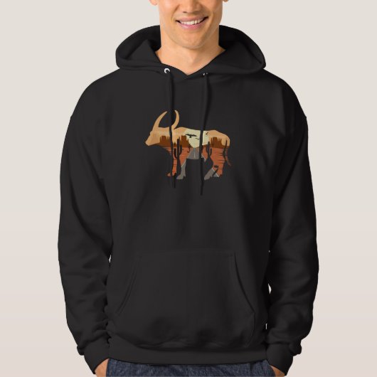 Buffalo silhouette Desert Cacti Monument Valley Hoodie (Voorkant)
