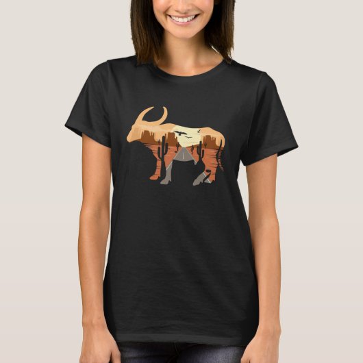 Buffalo silhouette Desert Cacti Monument Valley T-shirt (Voorkant)