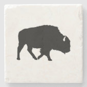 Buffalo Silhouette Marble Stone Onderzetter (Voorkant)