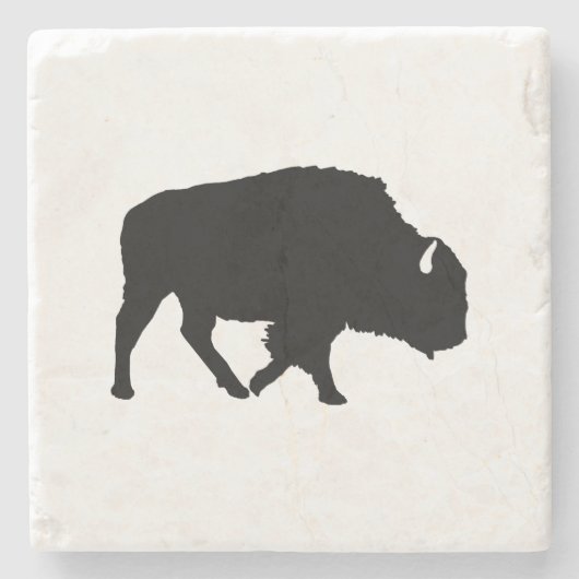 Buffalo Silhouette Marble Stone Onderzetter (Voorkant)