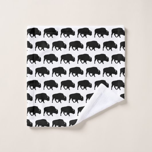Buffalo Silhouette Pattern Graphic Bad Handdoek (Wasdoekje)