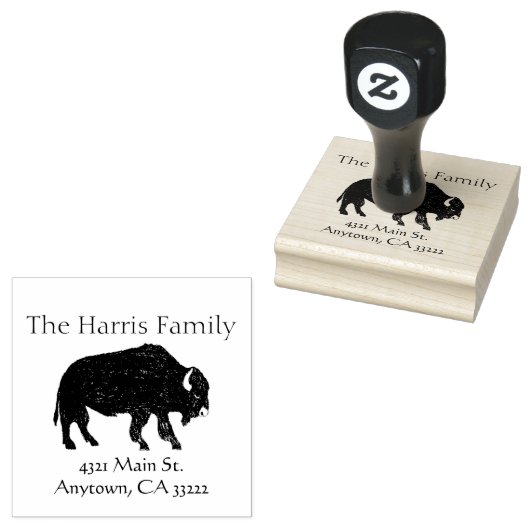 Buffalo Silhouette Persoonlijk Rubberstempel (Gestempeld)