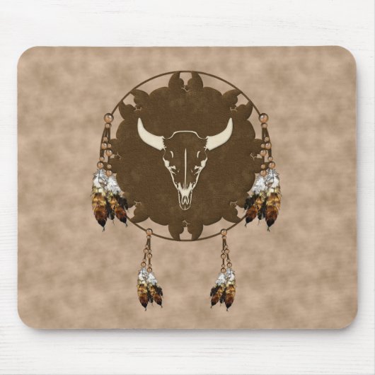 Buffalo Skull Dream Catcher Muismat (Voorkant)