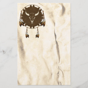 Buffalo Skull Mandala Native American Stationery Briefpapier