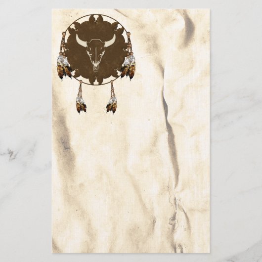 Buffalo Skull Mandala Native American Stationery Briefpapier (Voorkant)