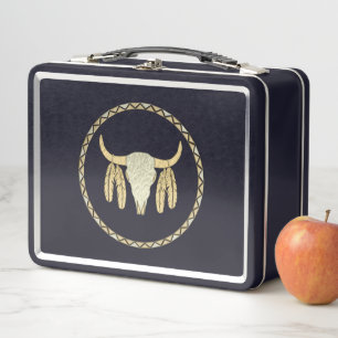 Buffalo Skull Metal Lunchbox