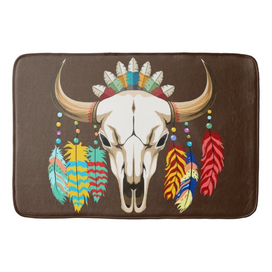 Buffalo Skull Native American Emblem Badmat (Voorkant)