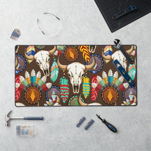 Buffalo Skull Native American Emblem Bureaumat (Werkstation)