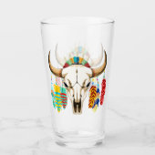 Buffalo Skull Native American Emblem Glas (Voorkant)