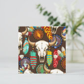 Buffalo Skull Native American Emblem Kaart (Staand voorkant)