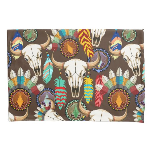 Buffalo Skull Native American Emblem Kussensloop (Voorkant)