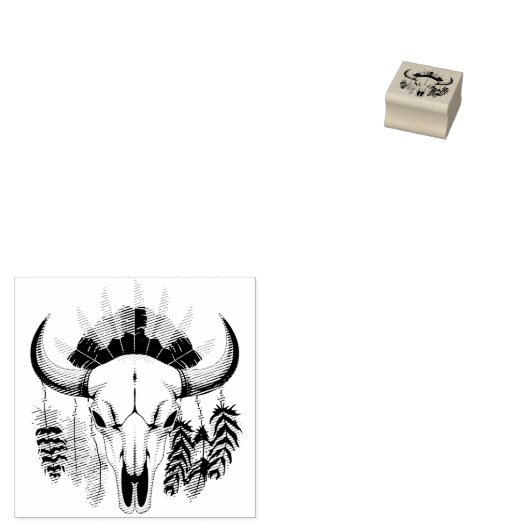 Buffalo Skull Native American Emblem Rubberstempel (Gestempeld)