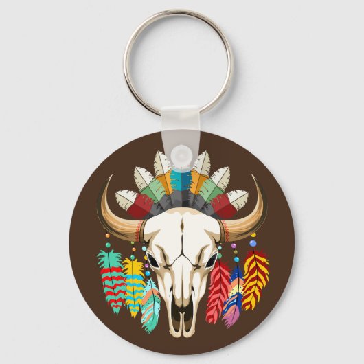 Buffalo Skull Native American Emblem Sleutelhanger (Voorkant)