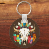 Buffalo Skull Native American Emblem Sleutelhanger (Voorkant)