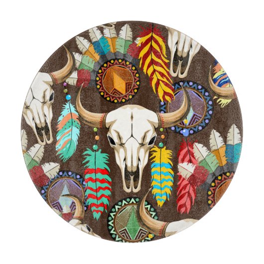 Buffalo Skull Native American Emblem Snijplank (Voorkant)
