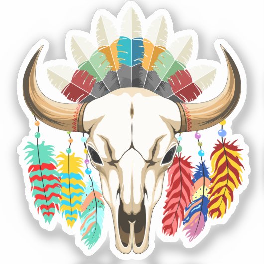 Buffalo Skull Native American Emblem Sticker (Voorkant)