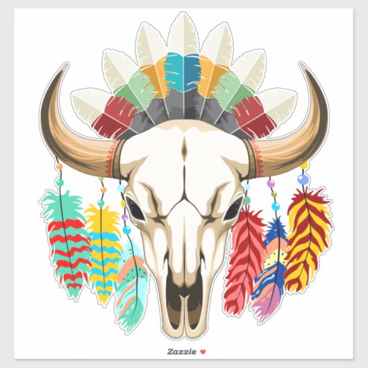 Buffalo Skull Native American Emblem Sticker (Vel)