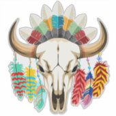 Buffalo Skull Native American Emblem Sticker (Voorkant)