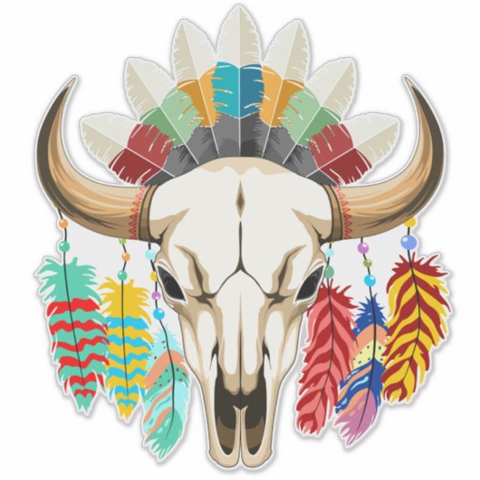 Buffalo Skull Native American Emblem Sticker (Voorkant)
