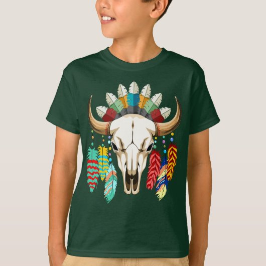 Buffalo Skull Native American Emblem T-shirt (Voorkant)