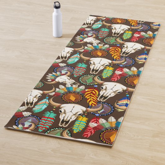 Buffalo Skull Native American Emblem Yogamat (In situ)