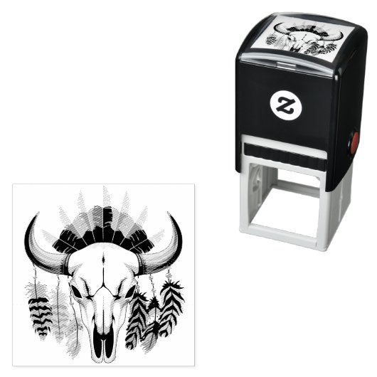 Buffalo Skull Native American Emblem Zelfinktende Stempel (In situ)