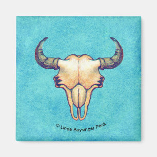 Buffalo Skull Turquoise Western Magneet