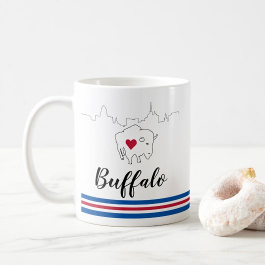 Buffalo Skyline Bills Illustratie Koffie Mok (Met donut)